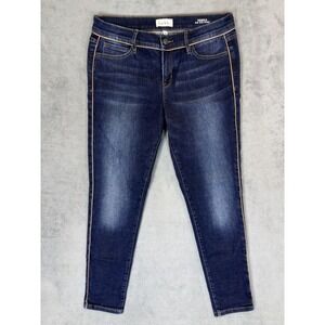 Nicole Miller Jeans Womens 8 Blue Dark Wash Tribeca Mid Rise Skinny Gold Trim